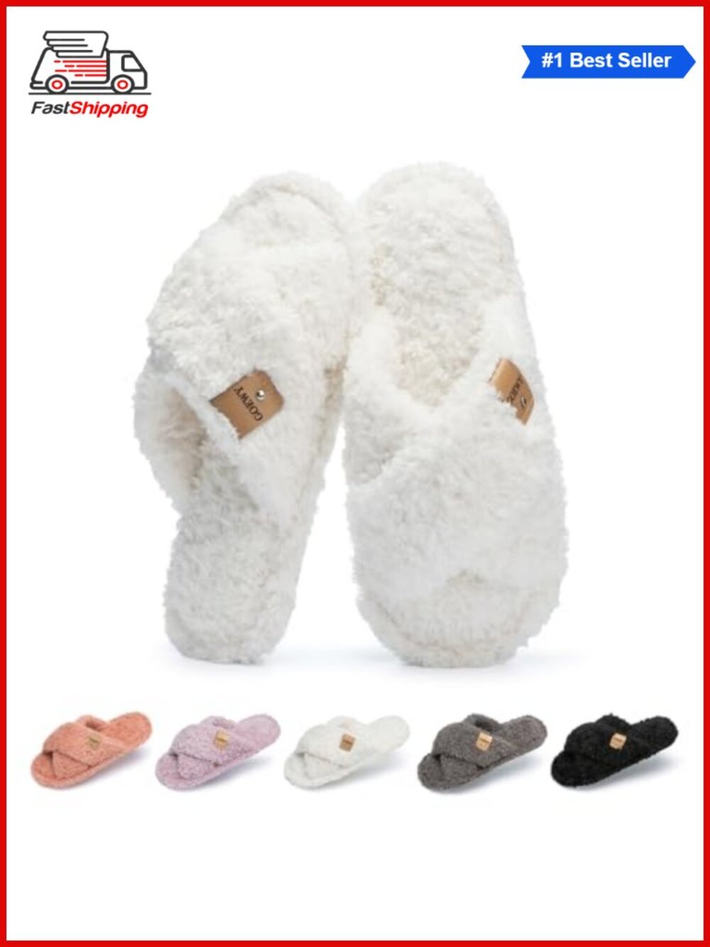 ✨ Fuzzy Open Toe Slippers for Women Cozy Memory Foam House Shoes Indoor